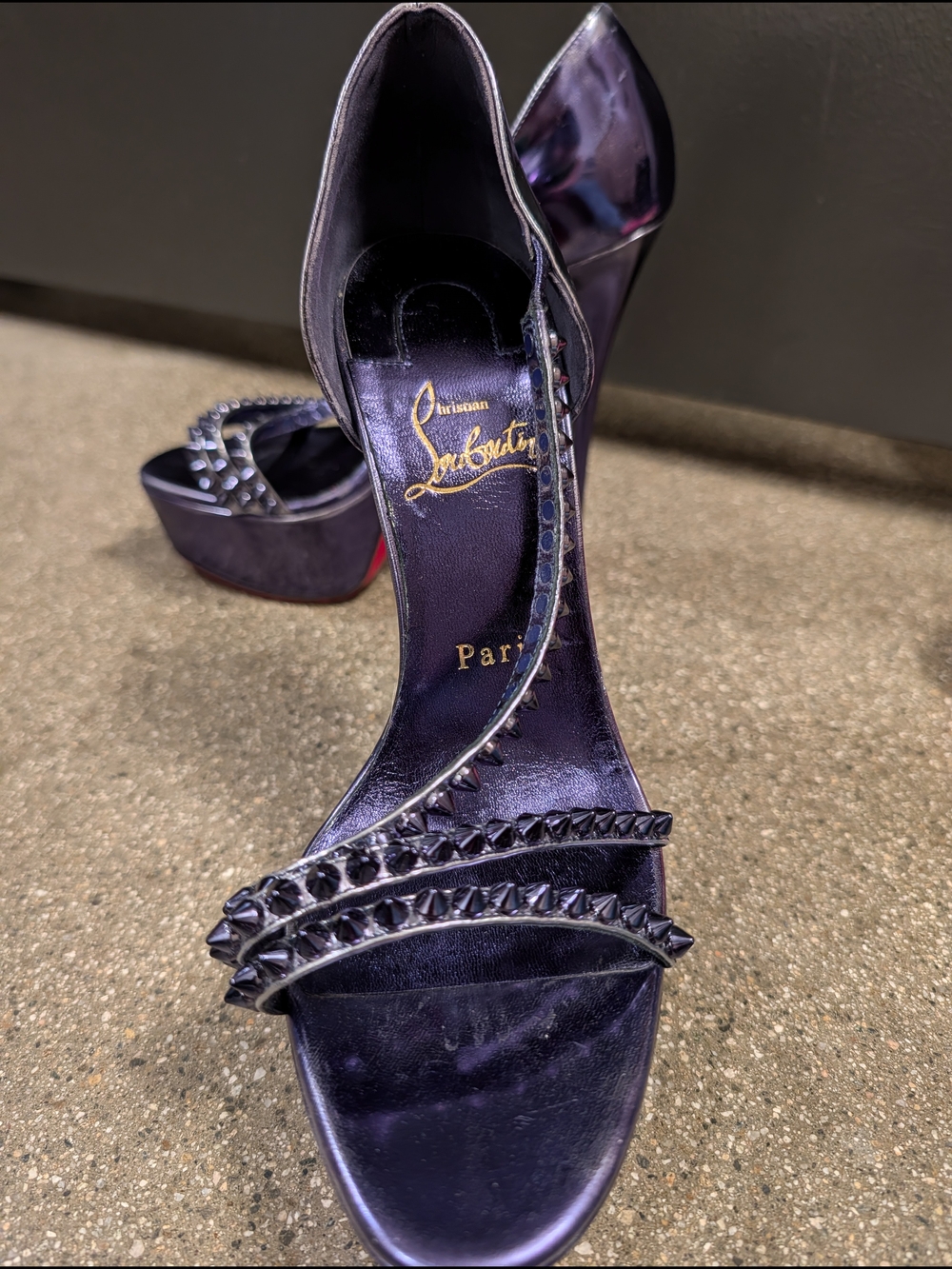 Christian Louboutin Purple Studded Open-Toe Stiletto Heels